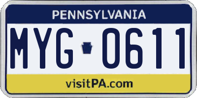 PA license plate MYG0611