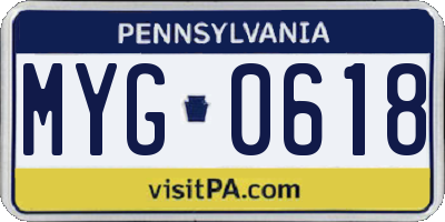 PA license plate MYG0618