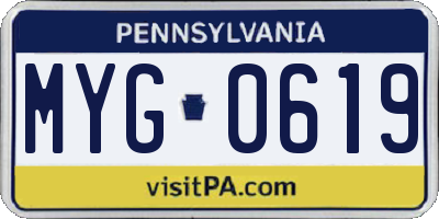 PA license plate MYG0619