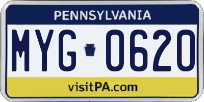 PA license plate MYG0620