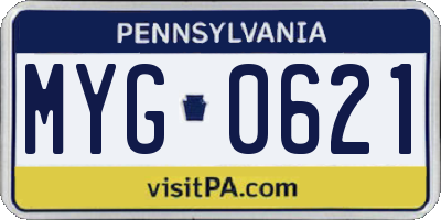 PA license plate MYG0621