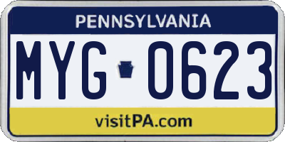 PA license plate MYG0623