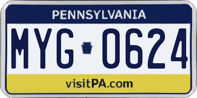 PA license plate MYG0624
