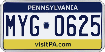 PA license plate MYG0625