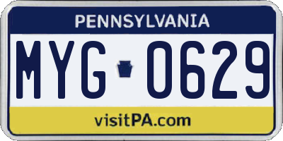 PA license plate MYG0629