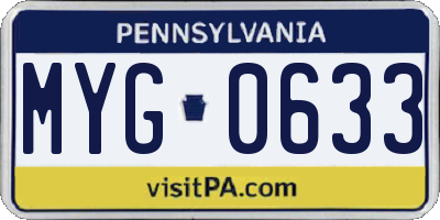 PA license plate MYG0633