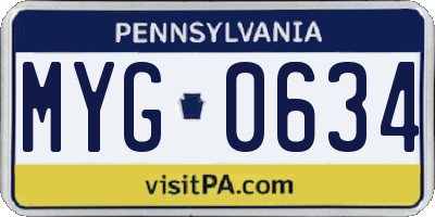 PA license plate MYG0634