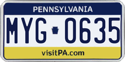 PA license plate MYG0635