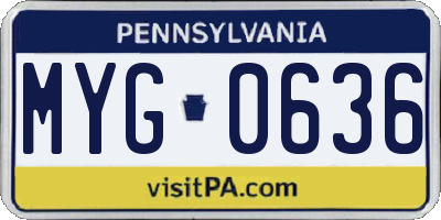 PA license plate MYG0636