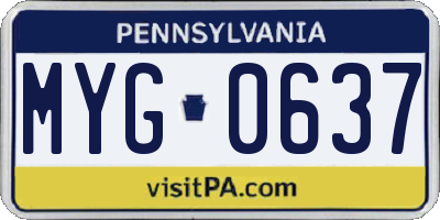 PA license plate MYG0637