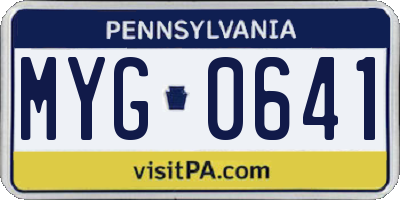 PA license plate MYG0641