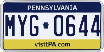 PA license plate MYG0644