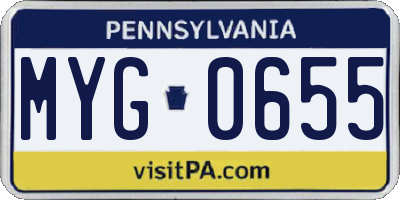 PA license plate MYG0655