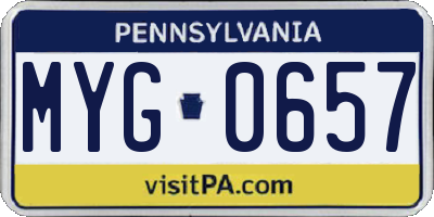 PA license plate MYG0657