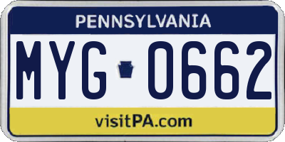 PA license plate MYG0662