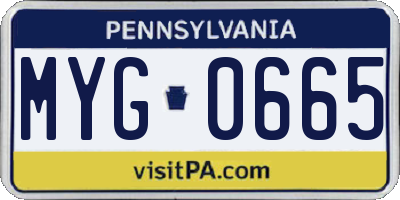 PA license plate MYG0665