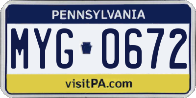 PA license plate MYG0672