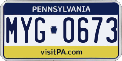 PA license plate MYG0673
