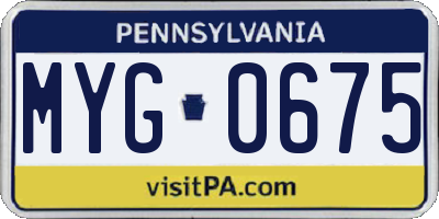 PA license plate MYG0675