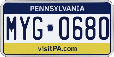PA license plate MYG0680