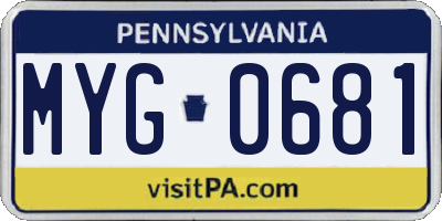 PA license plate MYG0681