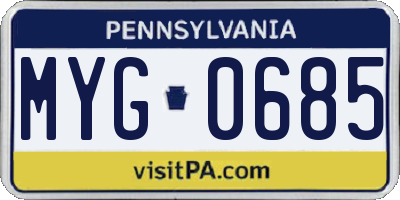 PA license plate MYG0685