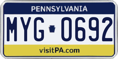 PA license plate MYG0692