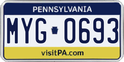 PA license plate MYG0693