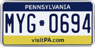 PA license plate MYG0694