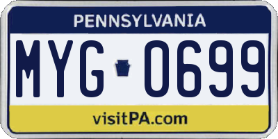 PA license plate MYG0699