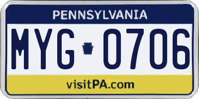PA license plate MYG0706