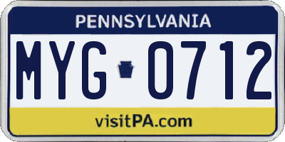 PA license plate MYG0712