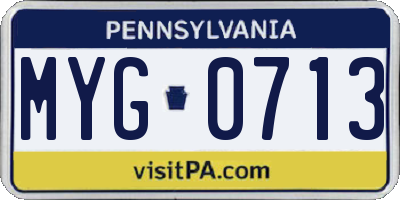 PA license plate MYG0713