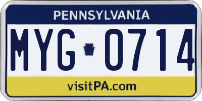 PA license plate MYG0714