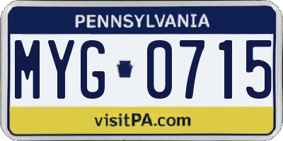 PA license plate MYG0715