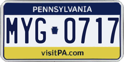 PA license plate MYG0717