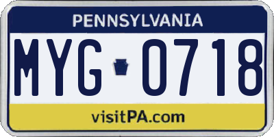 PA license plate MYG0718