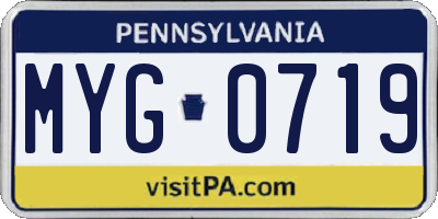 PA license plate MYG0719