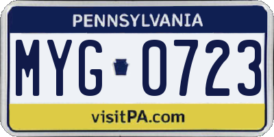 PA license plate MYG0723