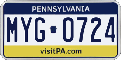 PA license plate MYG0724