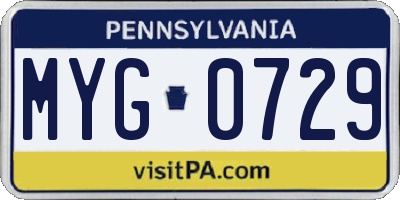 PA license plate MYG0729