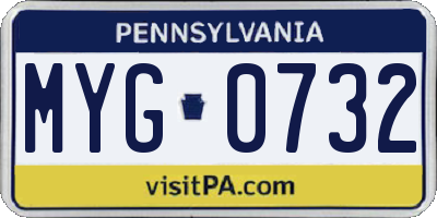 PA license plate MYG0732