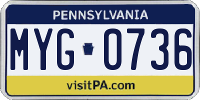PA license plate MYG0736