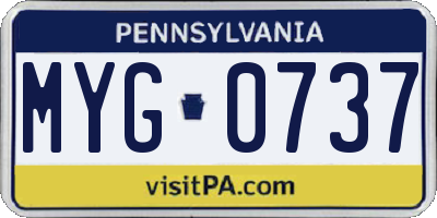 PA license plate MYG0737