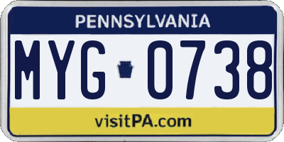 PA license plate MYG0738