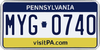 PA license plate MYG0740
