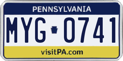 PA license plate MYG0741