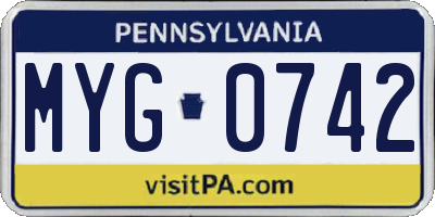 PA license plate MYG0742