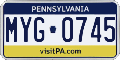 PA license plate MYG0745