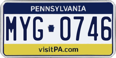 PA license plate MYG0746